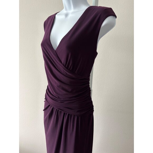 Lauren Ralph Lauren Dress 12 Ruched Draped Sheath V-Neck Cocktail Quiet Luxury - Picture 13 of 16